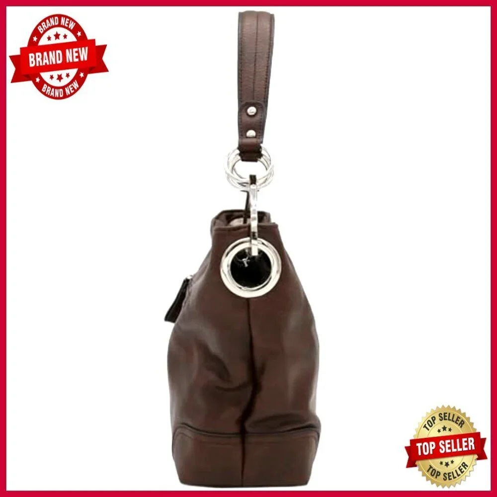 Large Faux Leather Hobo Bag with Snap Hook Hardware, Zipper Pockets